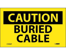 NMC C105LBL Caution Buried Cable Label, Adhesive Backed Vinyl, 3" x 5"