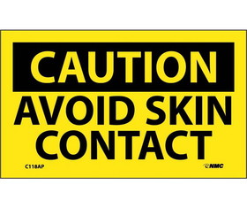 NMC C118LBL Caution Avoid Skin Contact Label, Adhesive Backed Vinyl, 3" x 5"