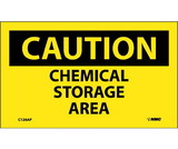 NMC C126LBL Caution Chemical Storage Area Label, Adhesive Backed Vinyl, 3