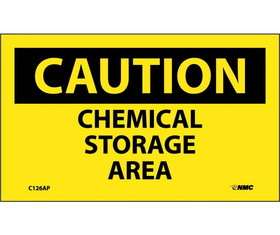 NMC C126LBL Caution Chemical Storage Area Label, Adhesive Backed Vinyl, 3" x 5"
