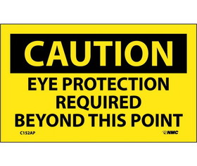 NMC C152LBL Caution Eye Protection Required Beyond This Point Sign, Adhesive Backed Vinyl, 3" x 5"