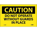 NMC C15LBL Caution Do Not Operate Without Guards In Place Label, Adhesive Backed Vinyl, 3
