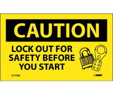NMC C177LBL Caution Lock Out For Safety Before You Start Label, Adhesive Backed Vinyl, 3
