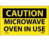 NMC C180LBL Caution Microwave Oven In Use Label, Adhesive Backed Vinyl, 3