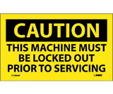 NMC C190LBL Caution This Machine Must Be Locked Out Label, Adhesive Backed Vinyl, 3