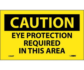 NMC C26LBL Caution Eye Protection Required In This Area Label, Adhesive Backed Vinyl, 3" x 5"