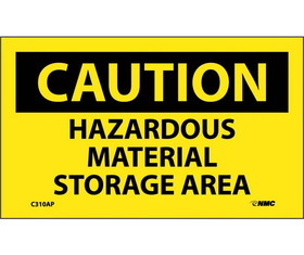 NMC C310LBL Caution Hazardous Material Storage Area Label, Adhesive Backed Vinyl, 3" x 5"