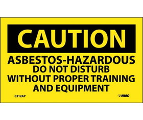 NMC C312LBL Caution Asbestos Hazardous Need Proper Training Label, Adhesive Backed Vinyl, 3" x 5"