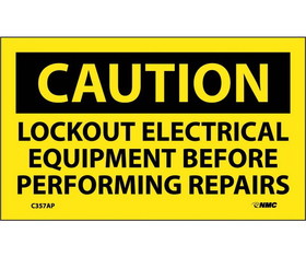 NMC C357LBL Lockout Electrical Equipment Before Perf Label, Adhesive Backed Vinyl, 3" x 5"