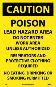 NMC C385 Poison Lead Hazard Area Paper Hazard Sign, PAPER, 17" x 11"