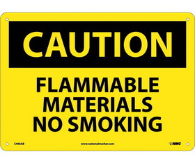 NMC C493 Caution Flammable Materials No Smoking Sign