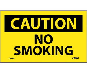 NMC C49LBL Caution No Smoking Label, Adhesive Backed Vinyl, 3" x 5"