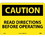 NMC 10" X 14" Vinyl Safety Identification Sign, Read Directions Before Oper.., Price/each