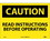 NMC 10" X 14" Vinyl Safety Identification Sign, Read Instructions Before Us.., Price/each