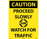 NMC C748 Caution Proceed Slowly Sign Sign