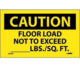 NMC C87LBL Caution Floor Load Restrictions Label, Adhesive Backed Vinyl, 3" x 5"