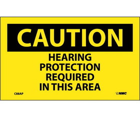 NMC C88LBL Caution Hearing Protection Required In This Area Label, Adhesive Backed Vinyl, 3" x 5"