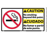 NMC CBA3 Caution No Smoking Beyond This Point Sign - Bilingual