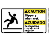 NMC CBA7 Caution Slippery When Wet Sign - Bilingual