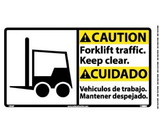 NMC CBA8 Caution Forklife Traffic Keep Clear Sign - Bilingual
