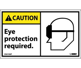 NMC CGA10LBL Caution Eye Protection Required Label, Adhesive Backed Vinyl, 3" x 5"