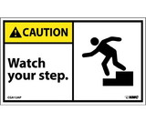 NMC CGA12LBL Watch Your Step Label, Adhesive Backed Vinyl, 3