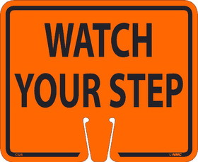 NMC CS25 Safety Cone Watch Your Step Sign, PLASTIC CONE SIGN, 10.38" x 12.63"