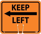 NMC CS8 Safety Cone Keep Left Sign, PLASTIC CONE SIGN, 10.38
