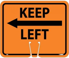 NMC CS8 Safety Cone Keep Left Sign, PLASTIC CONE SIGN, 10.38" x 12.63"