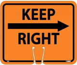 NMC CS9 Safety Cone Keep Right Sign, PLASTIC CONE SIGN, 10.38