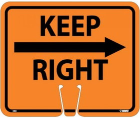 NMC CS9 Safety Cone Keep Right Sign, PLASTIC CONE SIGN, 10.38" x 12.63"