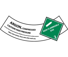 NMC CY102AP Argon Cylinder Shoulder Label, Adhesive Backed Vinyl, 2" x 5.25"