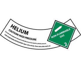 NMC CY104AP Helium Cylinder Shoulder Label, Adhesive Backed Vinyl, 2" x 5.25"