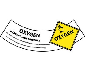 NMC CY106AP Oxygen Cylinder Shoulder Label, Adhesive Backed Vinyl, 2" x 5.25"