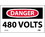 NMC 3" X 5" Vinyl Safety Identification Sign, 480 Volts, Price/5/ package