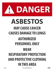 NMC D1096 Danger Asbestos May Cause Cancer Label, PAPER, 19" x 13"