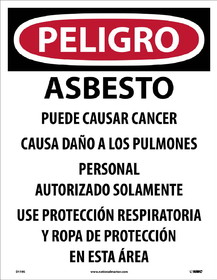 NMC D1195 Large Paper Asbestos Sign, PAPER, 19" x 13"