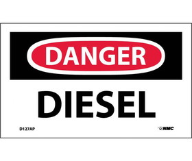 NMC D127LBL Danger Diesel Label, Adhesive Backed Vinyl, 3" x 5"