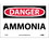 NMC 7" X 10" Vinyl Safety Identification Sign, Ammonia, Price/each