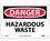 NMC 7" X 10" Vinyl Safety Identification Sign, Hazardous Waste, Price/each