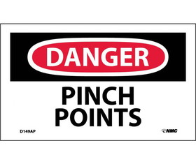 NMC D149LBL Danger Pinch Points Label, Adhesive Backed Vinyl, 3" x 5"