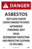 NMC D1950 Danger Asbestos Hazard Paper Sign, PAPER, 17
