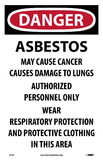 NMC D195 Danger Asbestos Hazard Paper Sign, PAPER, 17