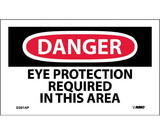 NMC D201LBL Danger Eye Protection Required In This Area Label, Adhesive Backed Vinyl, 3