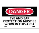 NMC D209LBL Danger Eye And Ear Protection Must Be Worn Label, Adhesive Backed Vinyl, 3