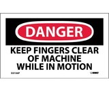 NMC D213LBL Danger Keep Fingers Clear Of Machine In Motion Label, Adhesive Backed Vinyl, 3