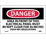 NMC D225LBL Danger Keep Electrical Panel Clear Label, Adhesive Backed Vinyl, 3