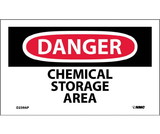 NMC D239LBL Danger Chemical Storage Area Label, Adhesive Backed Vinyl, 3