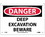 NMC 7" X 10" Plastic Safety Identification Sign, Deep Excavation Beware, Price/each