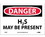 NMC 7" X 10" Vinyl Safety Identification Sign, H2S May Be Present, Price/each